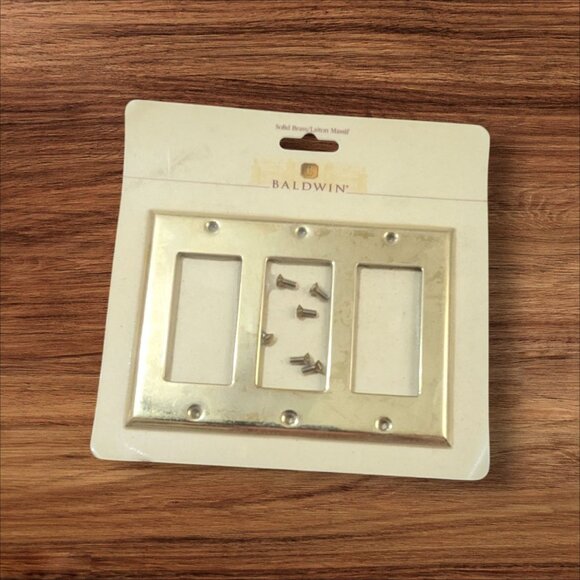 Baldwin Decorative Solid Brass Triple Rocker Switch Plate W/ Screws Vintage Look - Picture 1 of 3